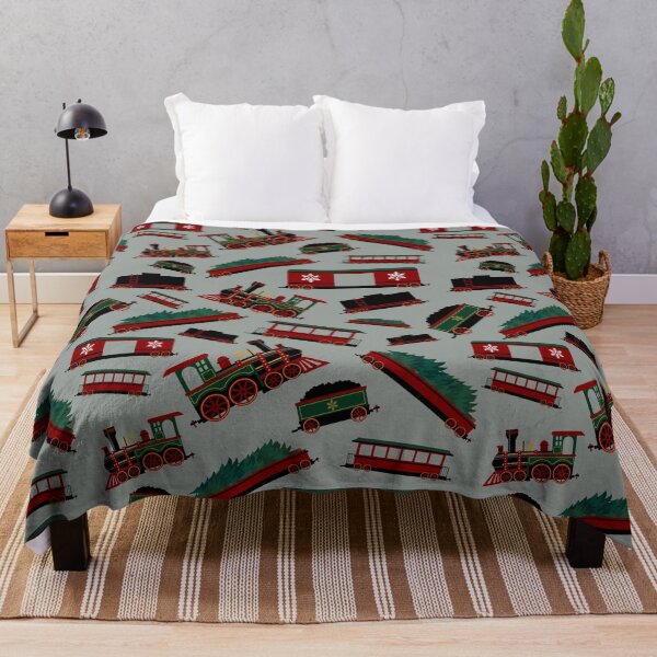 Christmas Tree Holiday Train Throw Blanket