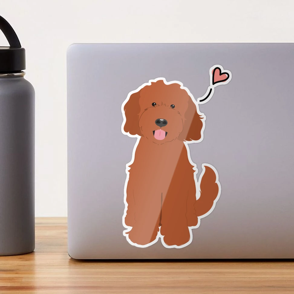 LOVE Red Ruby Goldendoodle Dog Sticker for Sale by Lulupainting