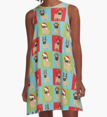 Christmas Pugs A-Line Dress
