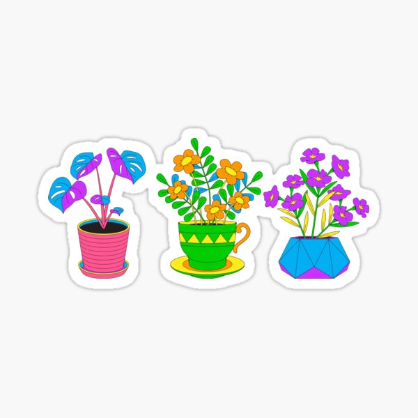 "Plants make me happy. (neon)" Sticker by TigerIsland Redbubble