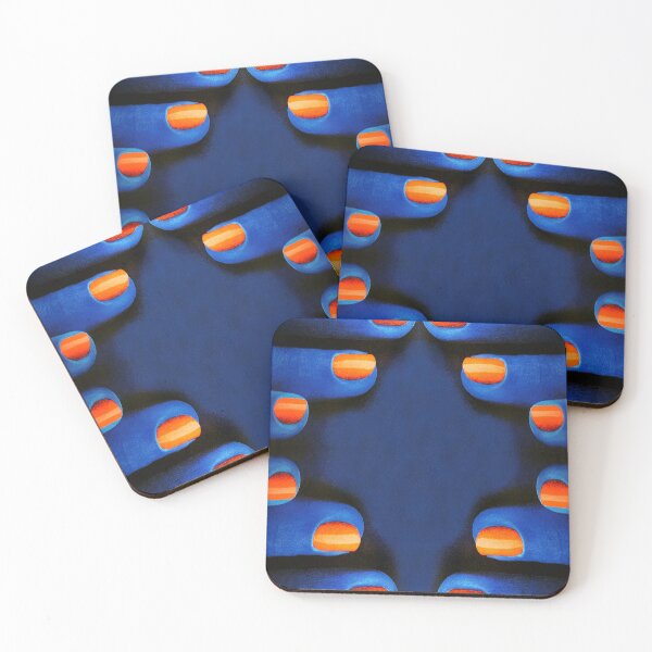 Item preview, bright red painted nails on vivid blue fingers designed and sold by mister-john.