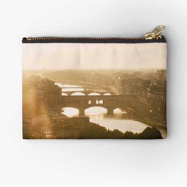 Sunset view over the Ponte Vecchio, Florence, Italy Zipper Pouch