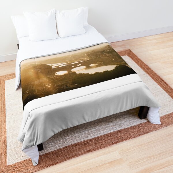 Sunset view over the Ponte Vecchio, Florence, Italy Comforter
