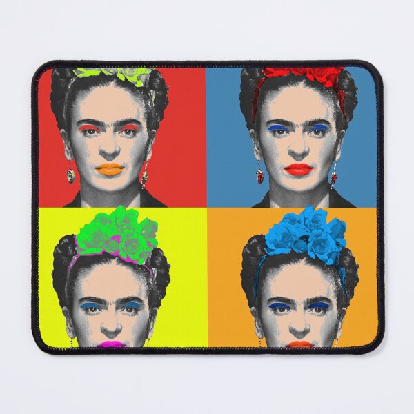 Frida Khalo "pop" portrait like in Andy Warhol paint! 2- colorful - digital paint by Iona Art Digital Mouse Pad