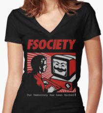 Fsociety Women's Fitted V-Neck T-Shirt