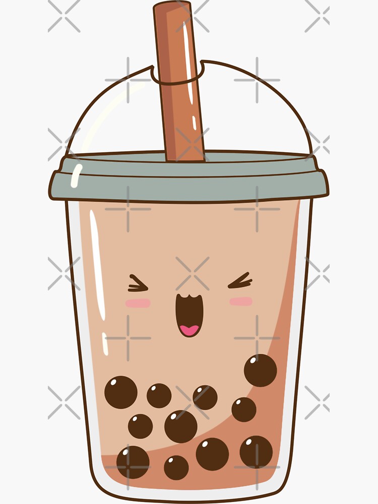 Boba milk tea with glasses Sticker for Sale by c4k5llc