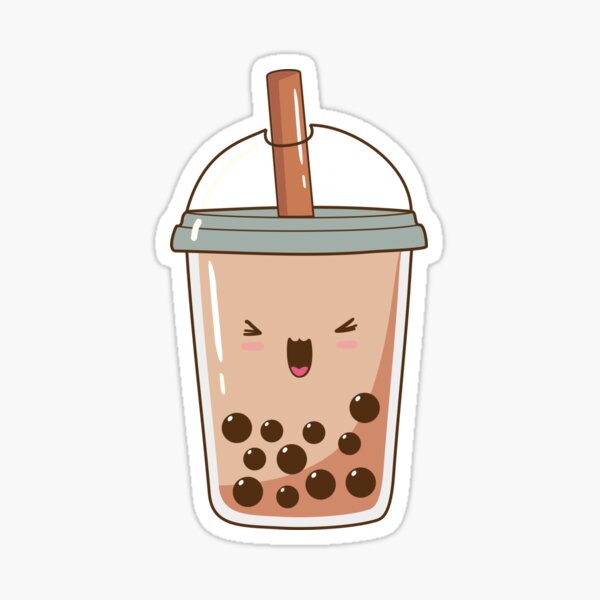 Boba milk tea with glasses Sticker for Sale by c4k5llc