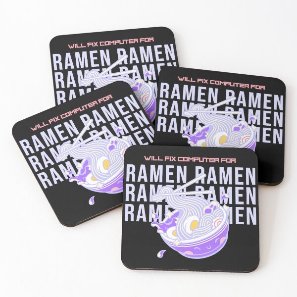 Item preview, Will fix computer for ramen - programmer - nerd culture- purple, peach, yellow and black designed and sold by hasbeenz.