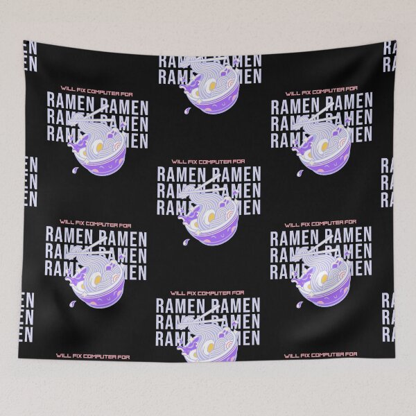 Item preview, Will fix computer for ramen - programmer - nerd culture- purple, peach, yellow and black designed and sold by hasbeenz.