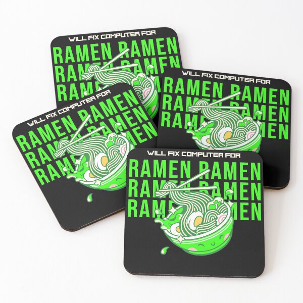 Item preview, Will fix computer for ramen - programmer - nerd culture- green, peach, yellow and black designed and sold by hasbeenz.