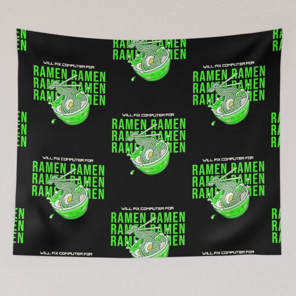 Item preview, Will fix computer for ramen - programmer - nerd culture- green, peach, yellow and black designed and sold by hasbeenz.