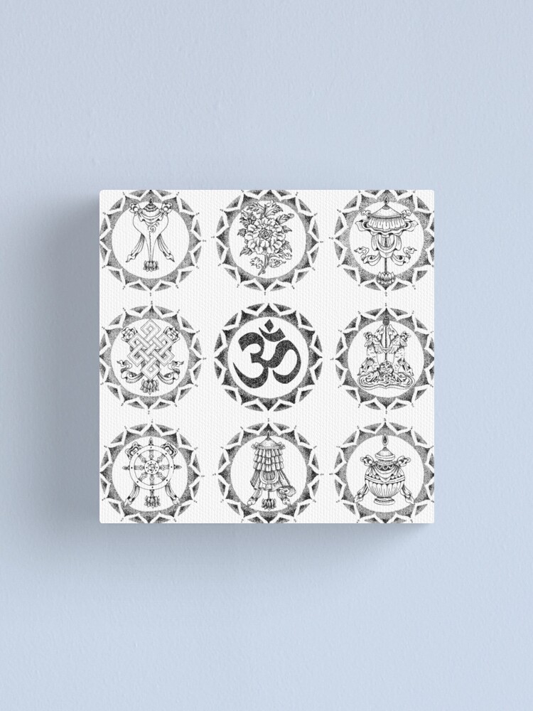 Alternate view of Eight Auspicious Symbols - Buddhist Canvas Print