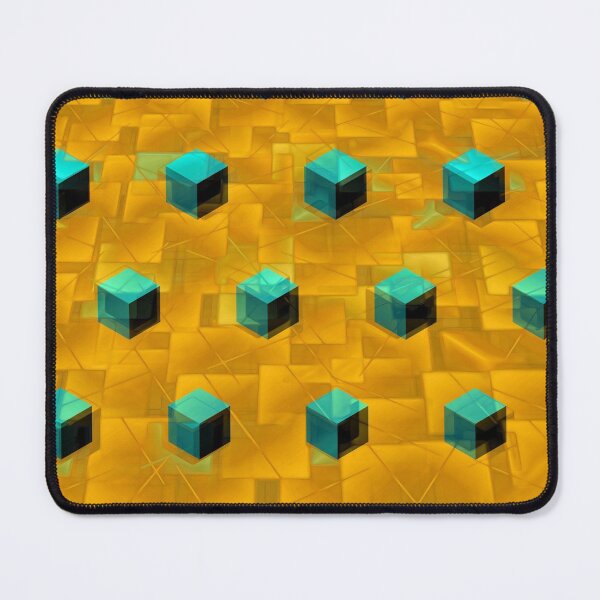 Item preview, many turquoise cubes on a textured golden background designed and sold by mister-john.