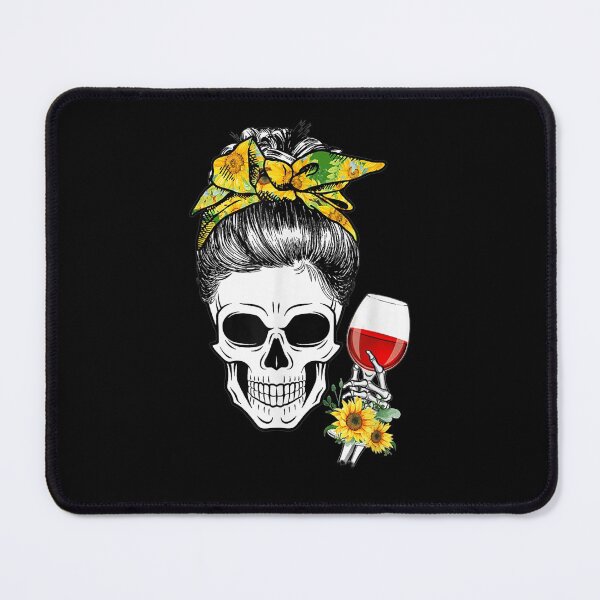 Item preview, Sunflower Hippie Skeleton Skull Drinking Wine Mothers designed and sold by dianev79.