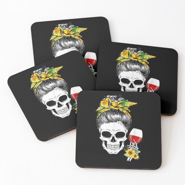Item preview,  Sunflower Hippie Skeleton Skull Drinking Wine Mothers designed and sold by dianev79.