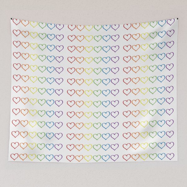 Item preview, Pride Rainbow Hearts Outlined designed and sold by Digital Bulldog.