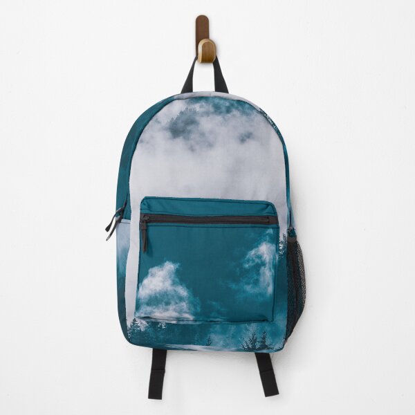 Mountain Covered With Fog and Trees - Night Moon Backpack