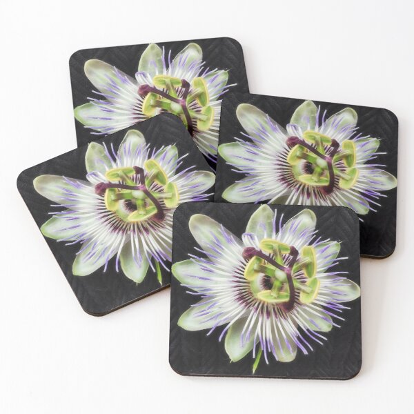 Item preview, passion flower intricate shape and design on a black background designed and sold by mister-john.