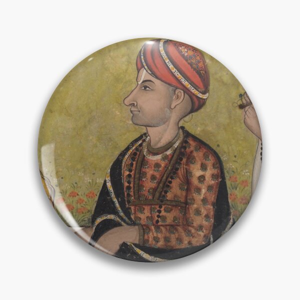 Item preview, A Ruler Seated on a Terrace Worshipping at a Shrine of Radha and Krishna designed and sold by HinduArtGallery.