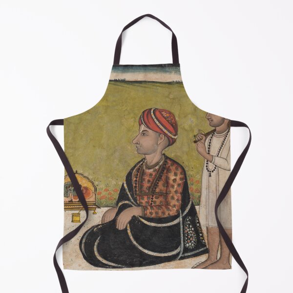Item preview, A Ruler Seated on a Terrace Worshipping at a Shrine of Radha and Krishna designed and sold by HinduArtGallery.