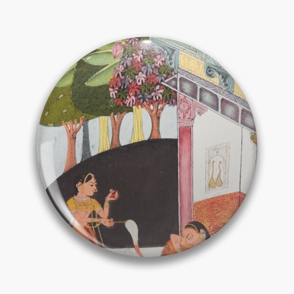 Item preview, A Disconsolate Lady on a Terrace with Attendants designed and sold by HinduArtGallery.