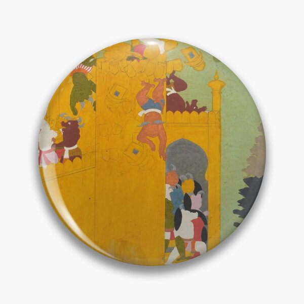 Item preview, The Monkey Leader Angada Steals Ravana's Crown from His Fortress designed and sold by HinduArtGallery.