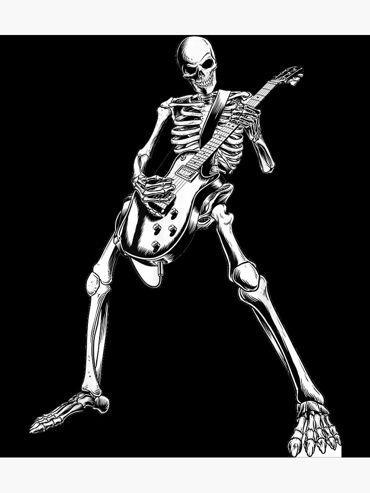 skeleton playing guitar electric Acoustic Classical Art Print for Sale by  bluechic89