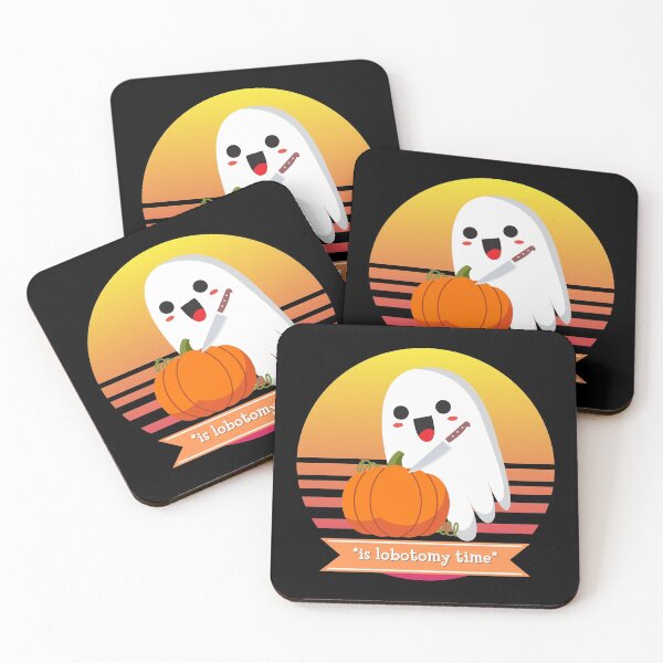Item preview, Halloween Cute Ghost Carving a Pumpkin *Is Lobotomy Time* designed and sold by Nathalie Aynié.