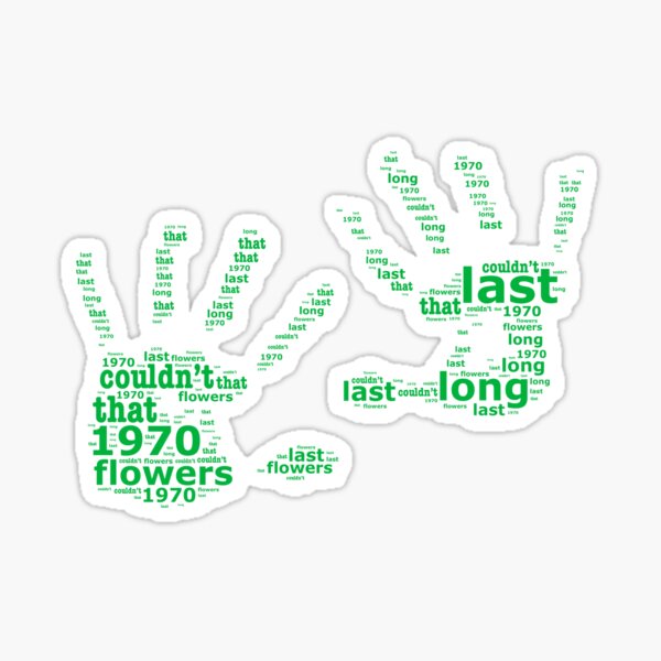 "Green handprint flowers from 1970" Sticker for Sale by mercmonster48