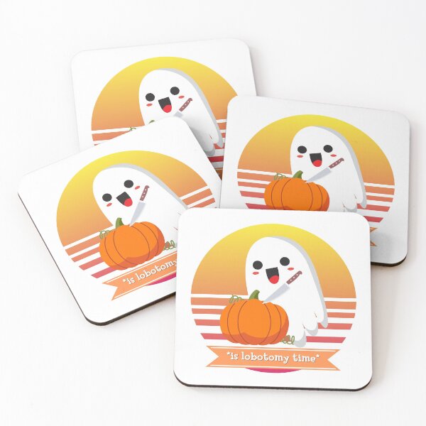 Item preview, Halloween Cute Ghost Carving a Pumpkin *Is Lobotomy Time* designed and sold by Nathalie Aynié.