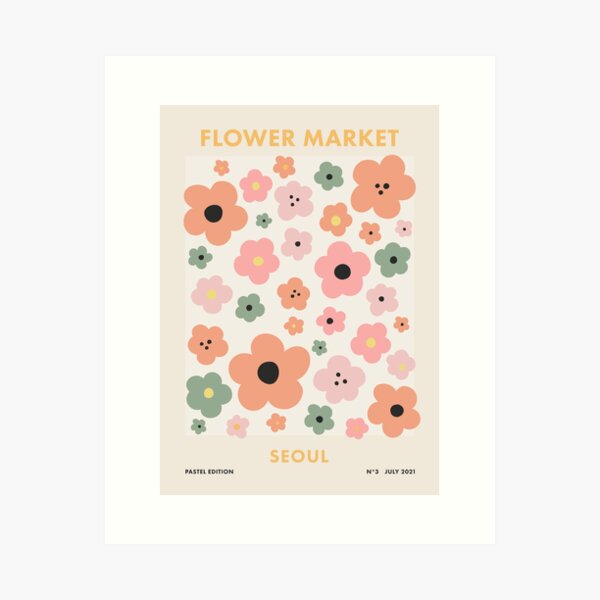 Item preview, Seoul Flower Market, Danish Pastel Retro Travel Poster designed and sold by enricadenicola.