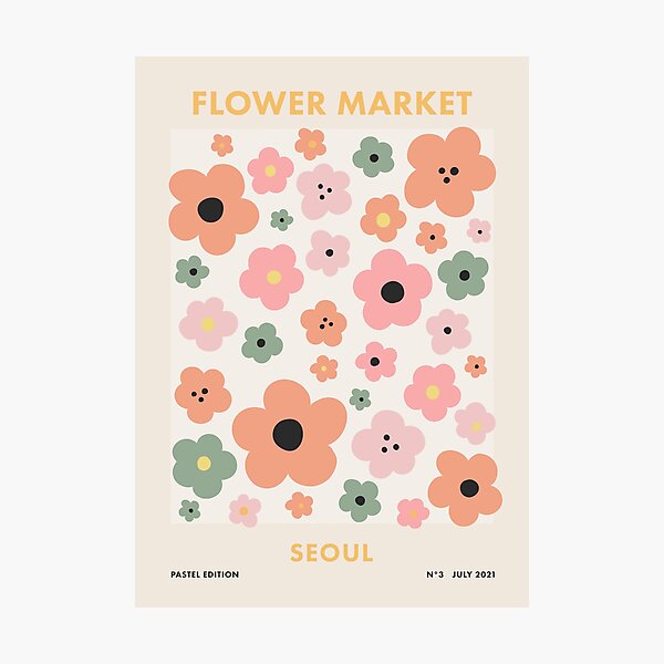 Item preview, Marché aux fleurs de Séoul, affiche de voyage rétro pastel danois designed and sold by enricadenicola.
