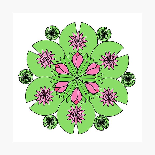 DejaLulu Pond Lotus Mandala Photographic Print