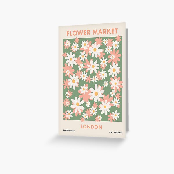 Item preview, London Flower Market, Daisies Pastel Retro Travel Poster designed and sold by enricadenicola.
