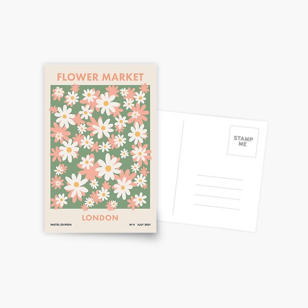 Item preview, London Flower Market, Daisies Pastel Retro Travel Poster designed and sold by enricadenicola.
