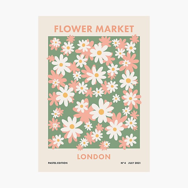 Item preview, London Flower Market, Daisies Pastel Retro Travel Poster designed and sold by enricadenicola.