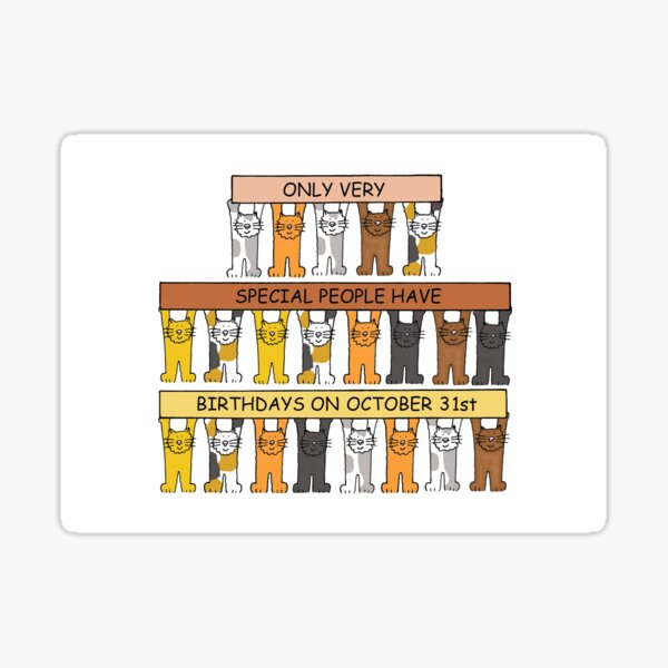 Item preview, Halloween October 31st Birthday Cartoon Cats Holding Banners designed and sold by KateTaylor.