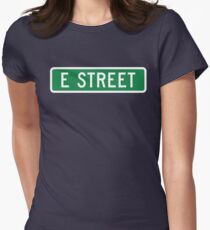E Street, vintage street sign (color version) Women's Fitted T-Shirt