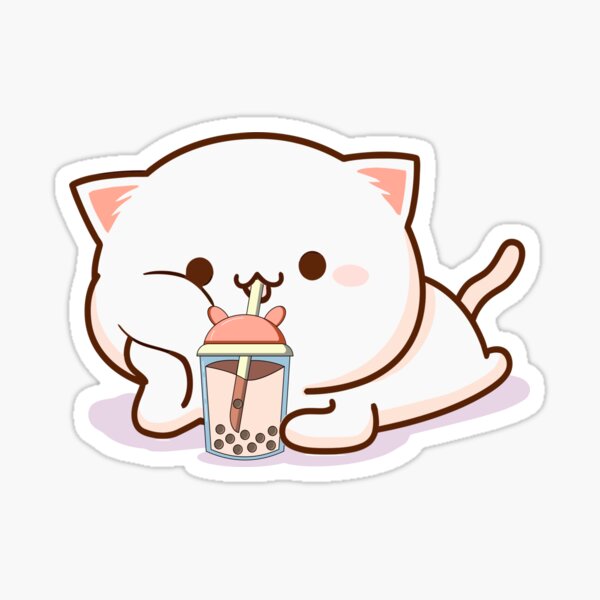 Aesthetic Cat Drinking Boba\