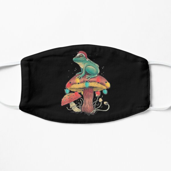 Christmas Frog Sitting Mushroom Flat Mask