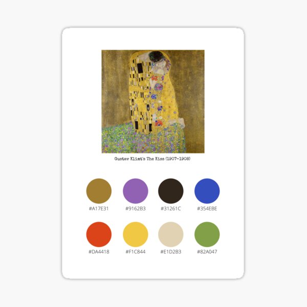Aperçu de l'œuvre Palette de couleurs du baiser de Gustav Klimt (1907-1908) créée et vendue par CoffeewithAnh.