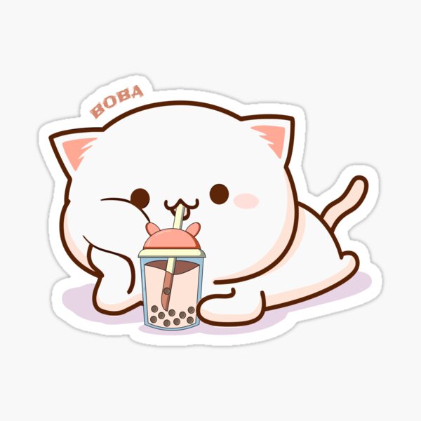 Aesthetic Cat Drinking Boba\