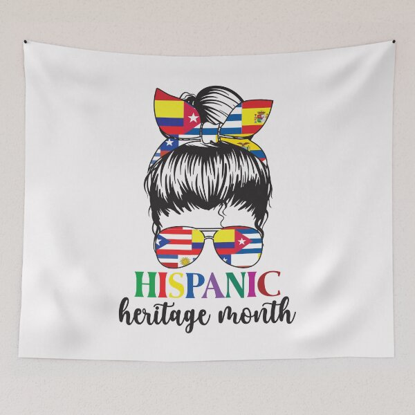 Item preview, National Hispanic Heritage Month Latin Flags Messy Bun Countries Flag Latino designed and sold by clothesy7.