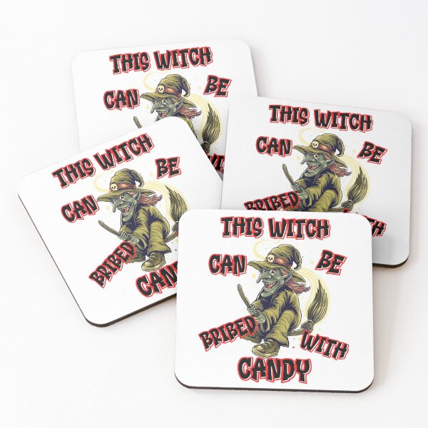 Item preview, THIS WITCH CAN BE BRIBED WITH CANDY, BRIBED WITH CHOCOLATE, SPOOKY HALLOWEEN, TRICK OR TREAT, HAPPY TREAT, HALLOWEEN MEME,  designed and sold by R B Chrystal.