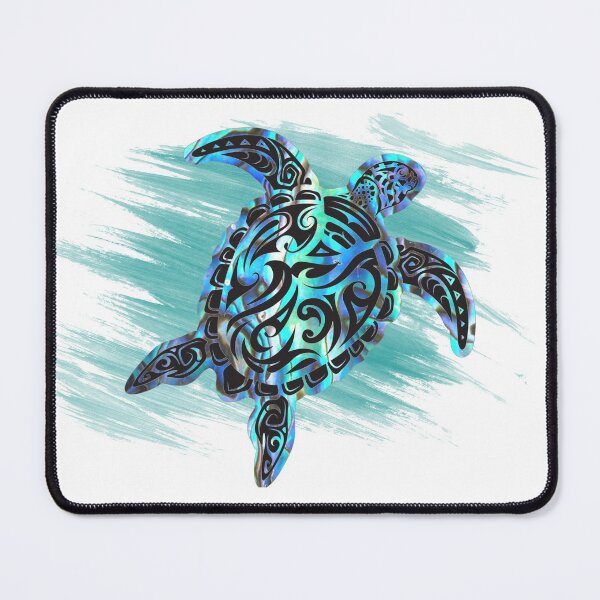 Item preview, Swimming seat turtle  in tribal style and blue paua background designed and sold by headpossum.