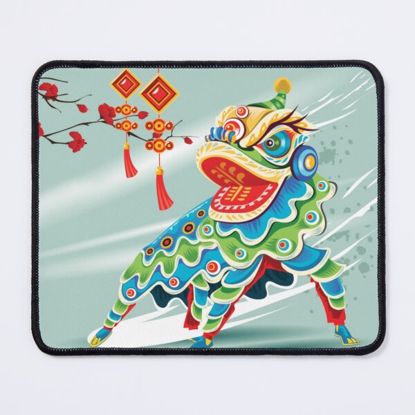 Item preview, Illustrated Chinese Green & Blue Lion designed and sold by HolidayBug.