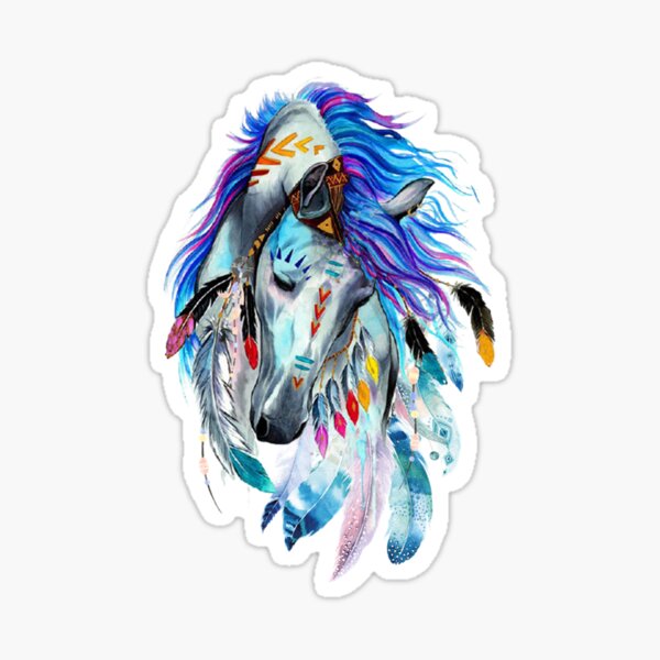 Native Horse With Feathers Sticker