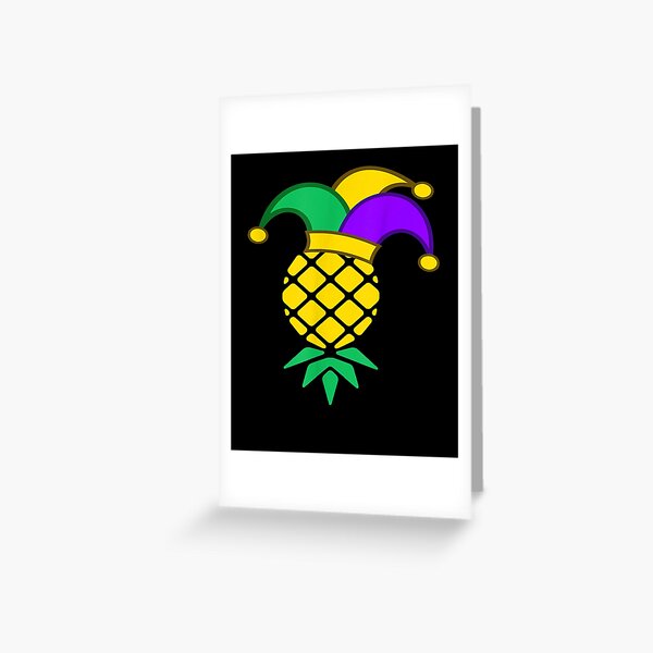 Upside Down Pineapple Mardi Gras Swingers Tuesday Party Greeting Card