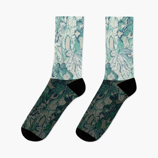 Item preview, Fig Leaf Fancy - a pattern in teal and grey designed and sold by micklyn.