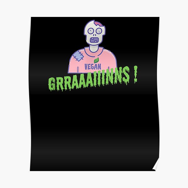 Vegan Zombie Grains Brains Halloween Poster